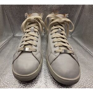 UGG Women's High-Top Leather Sneakers White Size 11 EU42 Zipper and Lace Closure